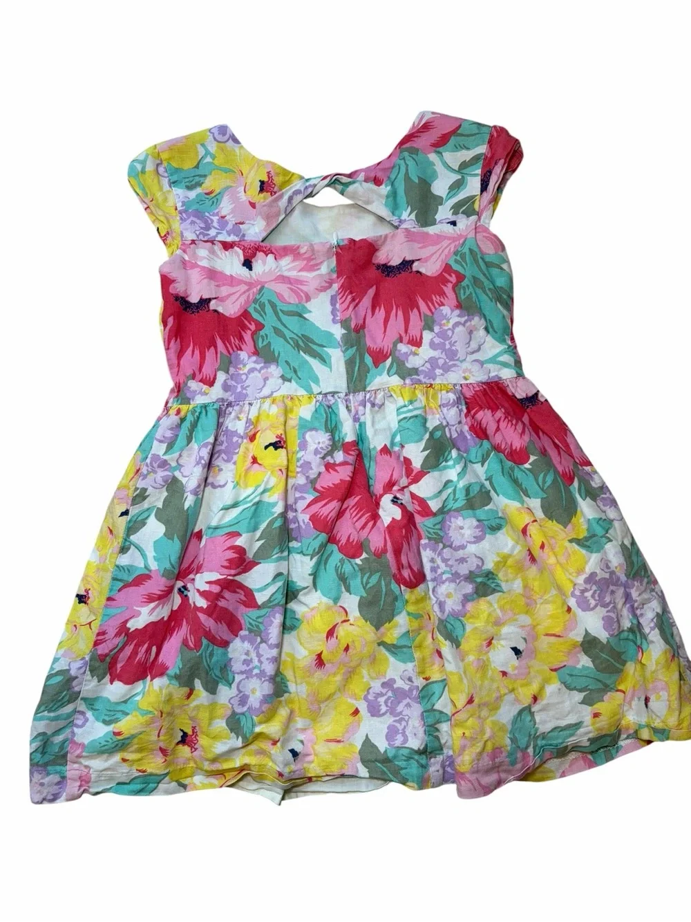 Gap Kids Vintage Floral Linen Blend Dress Girls Size Small (6–7) | 90s-Inspired